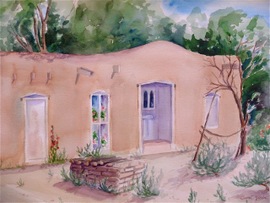 Adobe Home Near Taos NM - 18x23, Watercolor, $450 (framed)