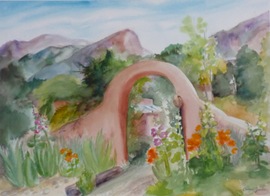 Archway at St. Geronimo Lodge - 18x25, Watercolor, $600 (unframed)