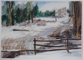Winter In Bucks County - 20x28, Watercolor, $600 (unframed)