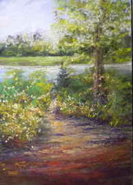 Honeysuckle at the Lake - Pastel