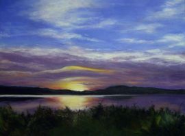 Sunset at the Toll Bridge - Pastel