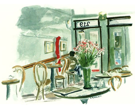 219 Cafe - Philadelphia Watercolor Framed Print 25 x 21 $275. Print $90