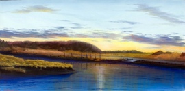 Winter Sunset Faunce Landing - 24x48, Oil