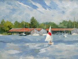 Sailing at Solomon's Island, Oil, 9x12, $300